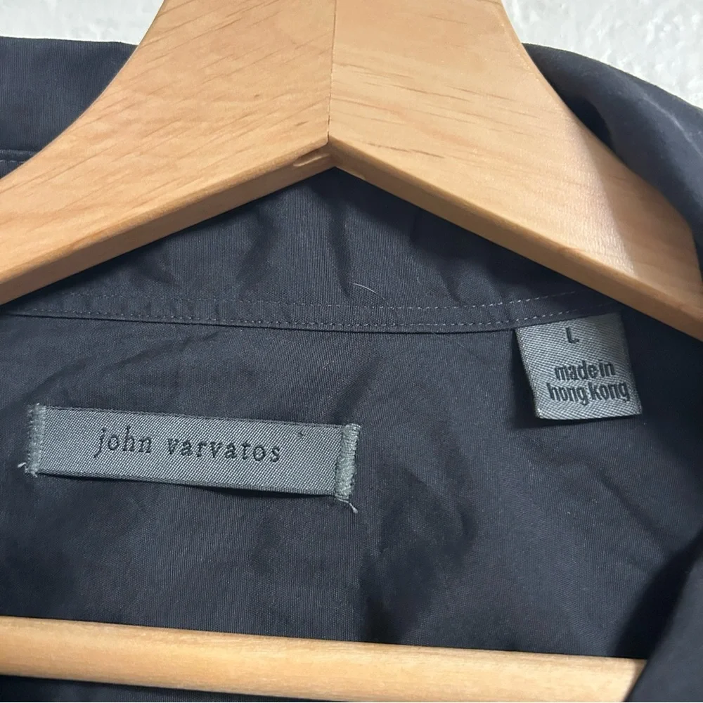 VTG John Varvatos Black‎ 100% Cotton Made in Hong Kong Dress Shirt, Size L